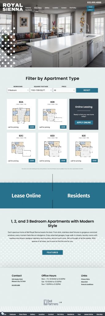 Royal Sienna Template Theme Floor Plans page